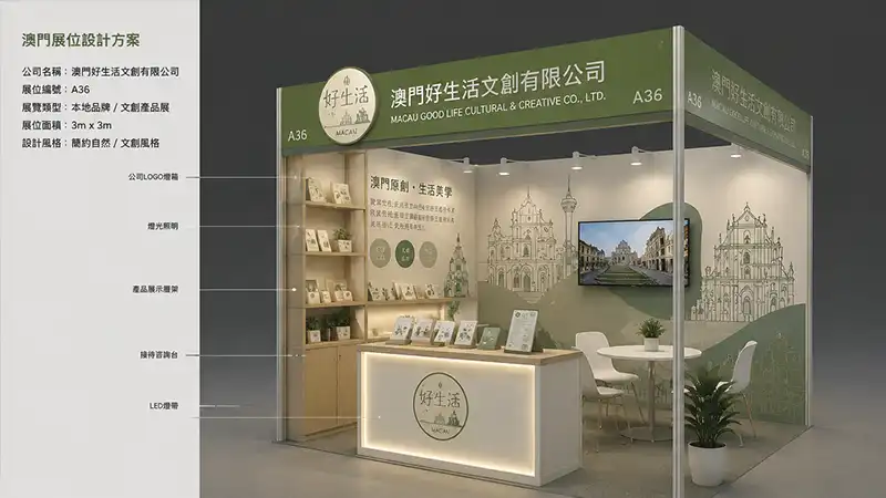 澳門會展搭建 - 展位舞台 3D 效果圖設計效果