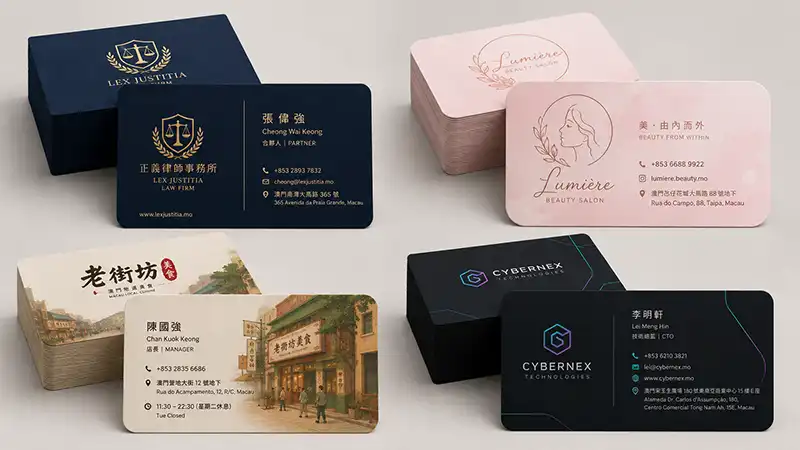 澳門名片設計作品集 - 律師餐飲美容科技多行業名片設計風格展示